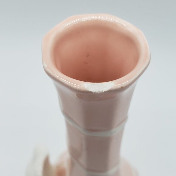 Fitz & Floyd 1982 Ceramic Peach Pink Pastel 3D White Applied Florals Bud Vase - Picture 4 of 10